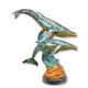 A BRONZE SCULPTURE OF A COUPLE OF WHALES