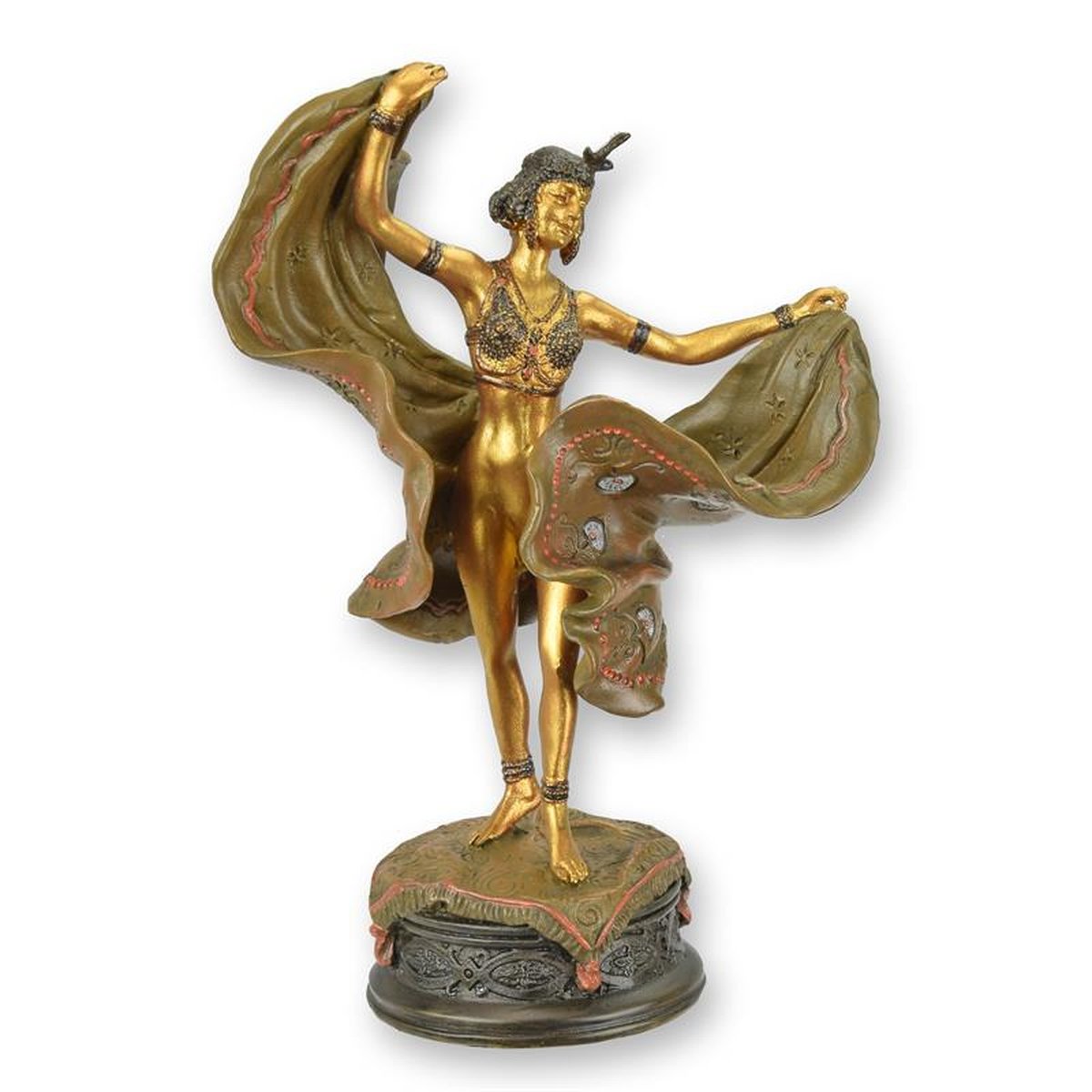 A BRONZE SCULPTURE OF A DANCER
