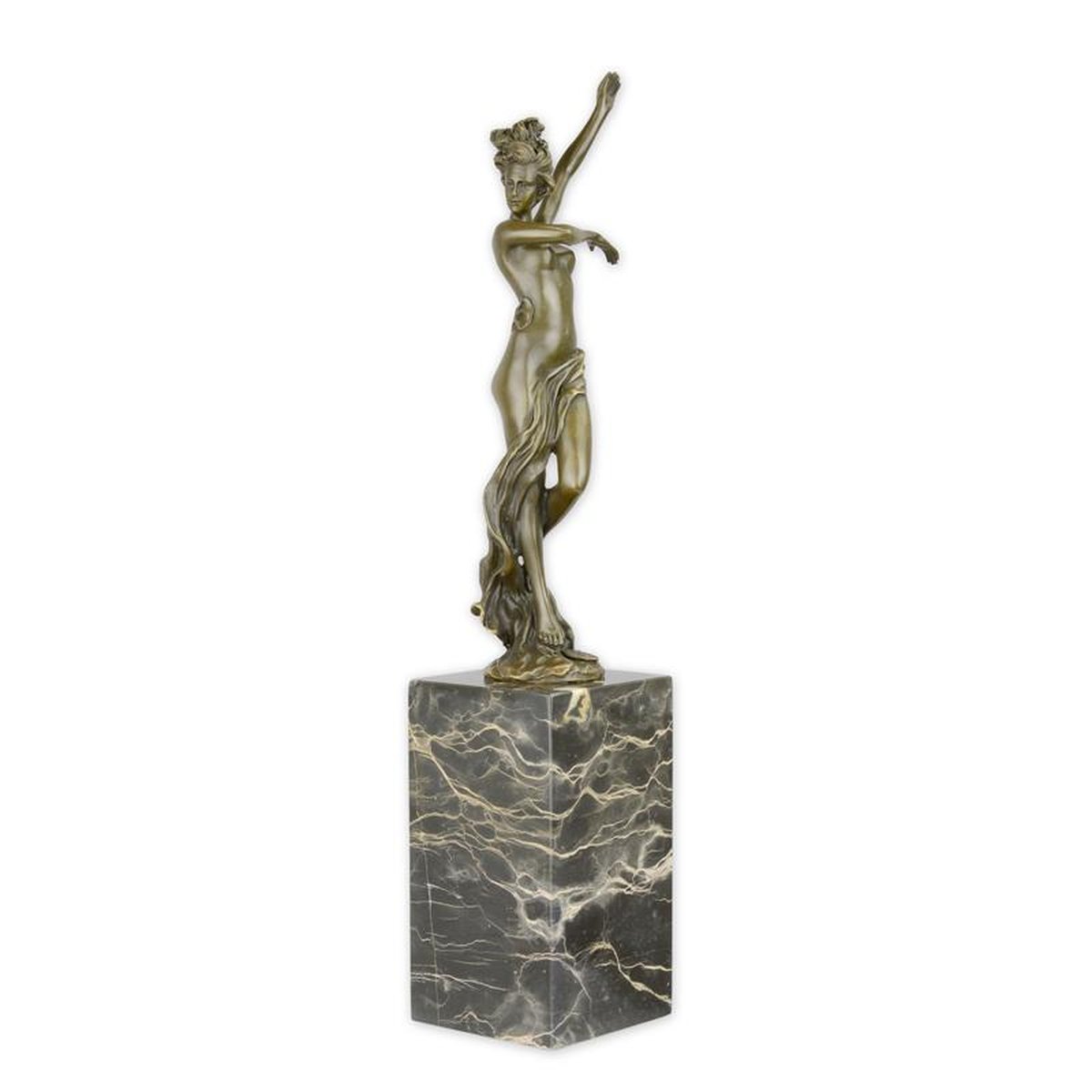 A BRONZE SCULPTURE OF A DANCING NUDE