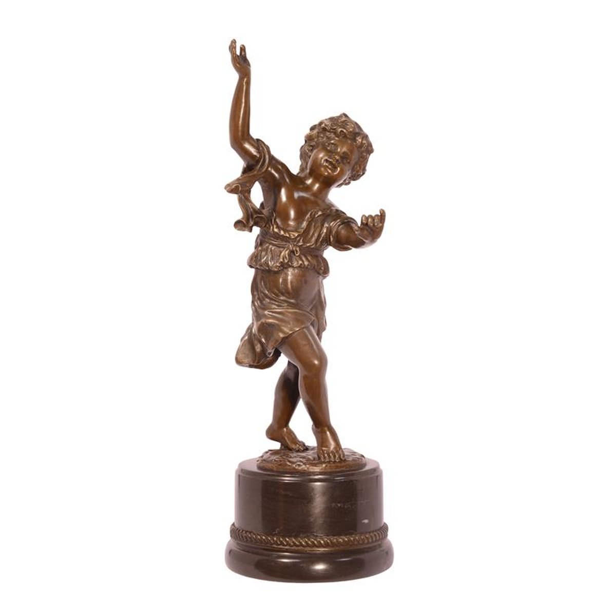 A BRONZE SCULPTURE OF A DANCING PUTTO