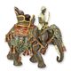 A BRONZE SCULPTURE OF A DECORATED ELEPHANT AND RIDER