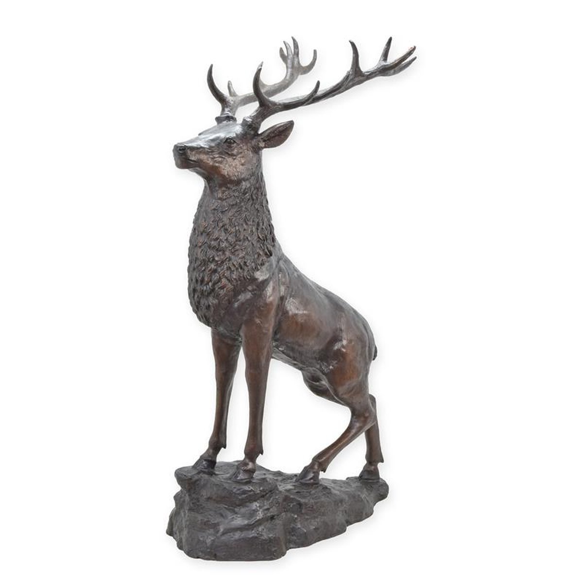 A BRONZE SCULPTURE OF A DEER