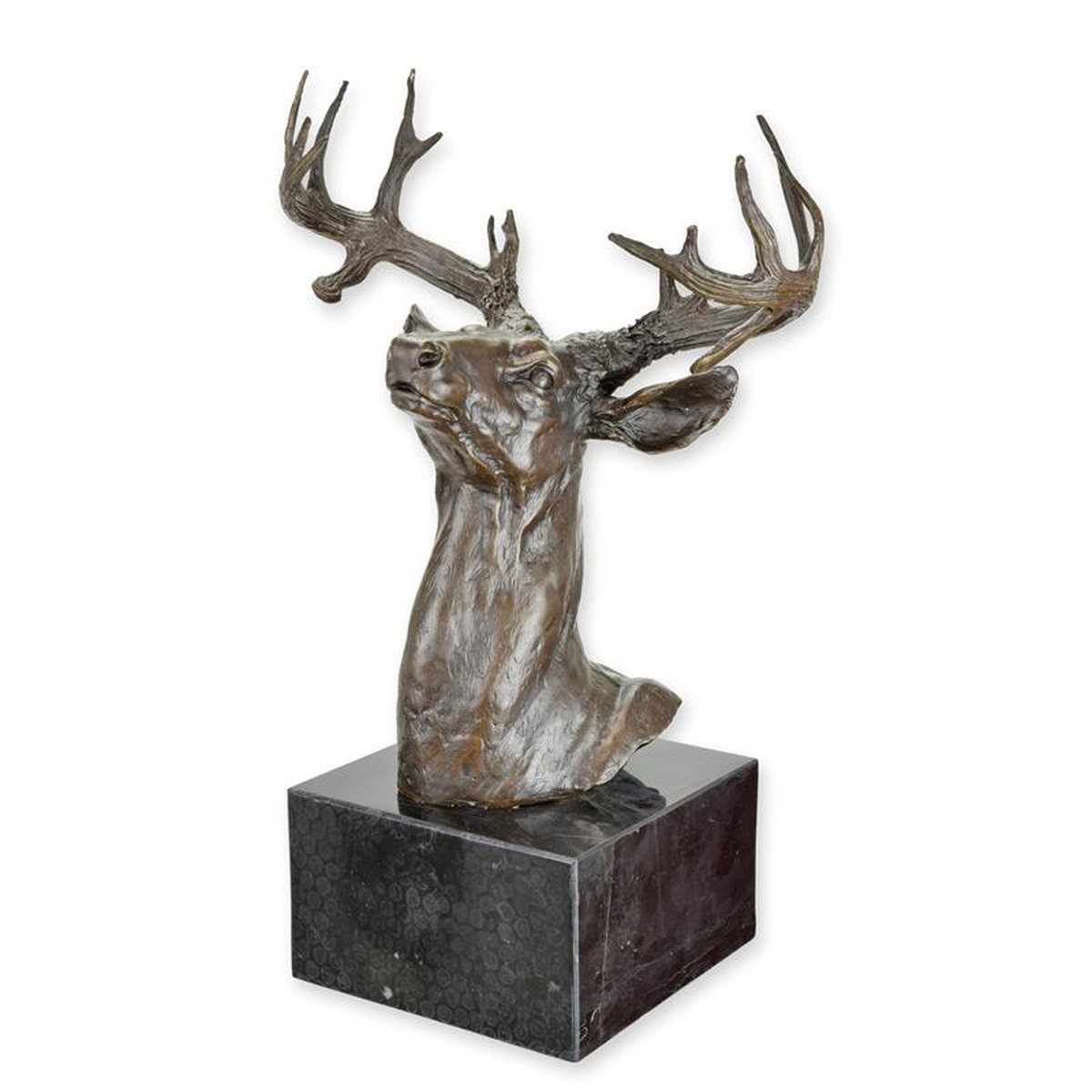 A BRONZE SCULPTURE OF A DEERHEAD