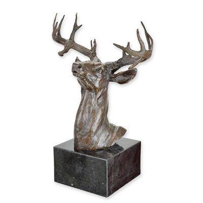 A BRONZE SCULPTURE OF A DEERHEAD