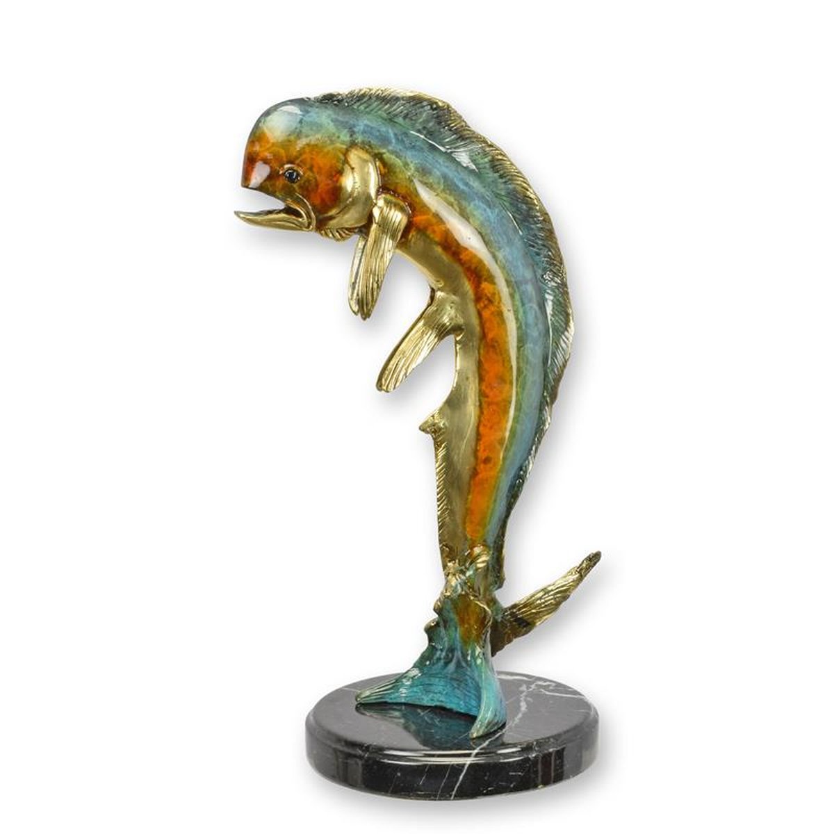 A BRONZE SCULPTURE OF A DORADO OR MAHI MAHI