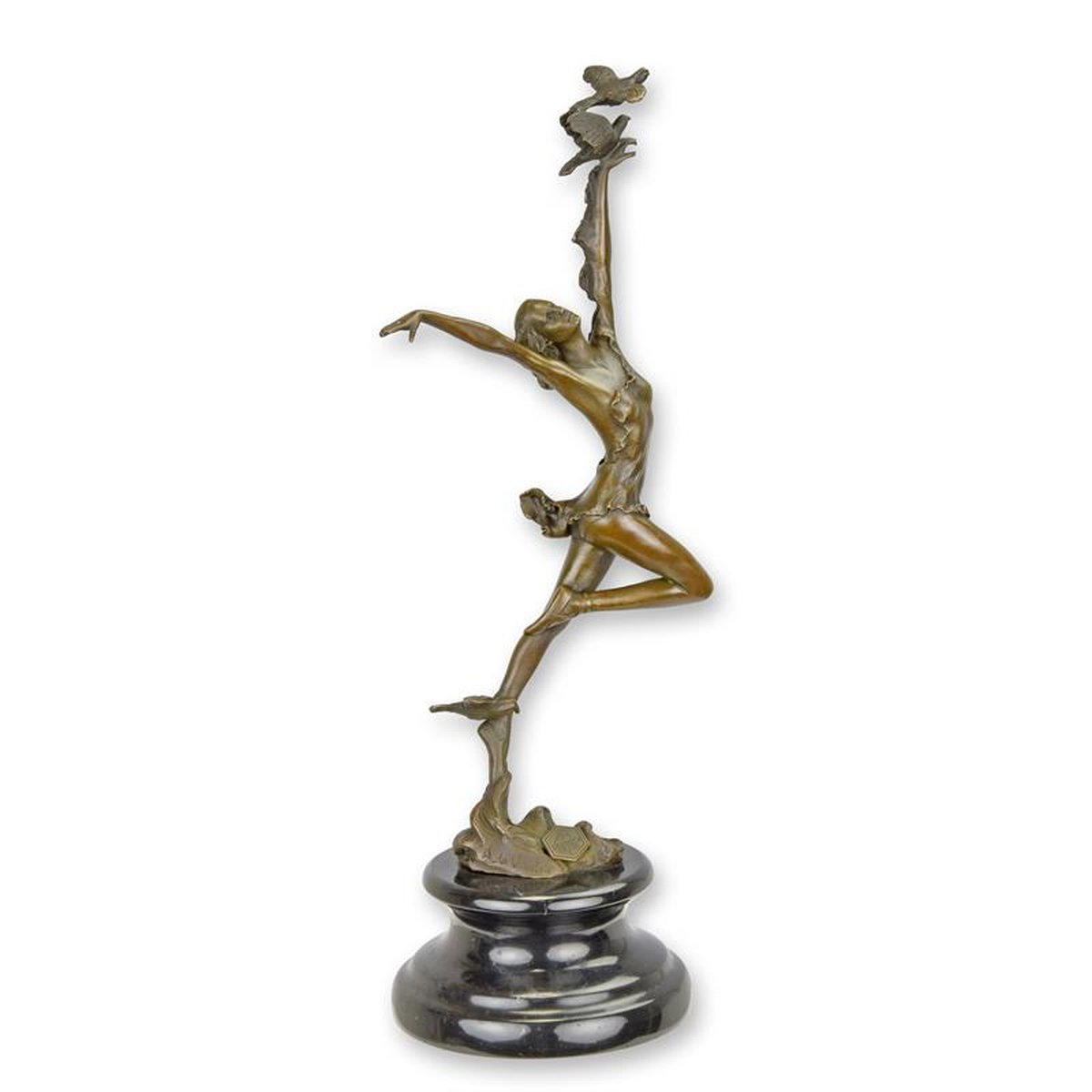A BRONZE SCULPTURE OF A FEMALE DANCER