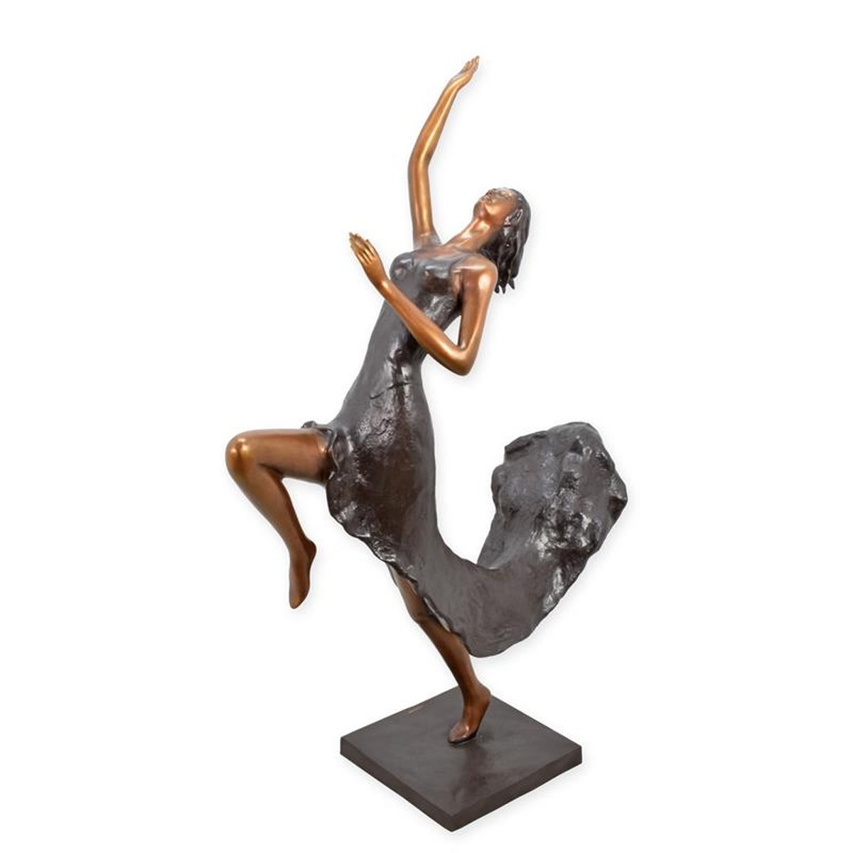 A BRONZE SCULPTURE OF A FEMALE DANCER