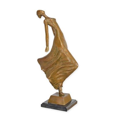 A BRONZE SCULPTURE OF A FEMALE DANCER