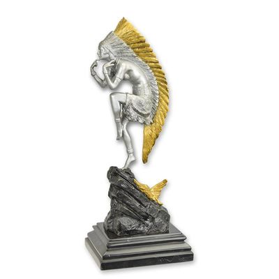 A BRONZE SCULPTURE OF A FEMALE INDIAN DANCER