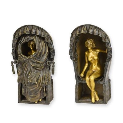 A BRONZE SCULPTURE OF A FEMALE NUD EIN BEACH CHAIR