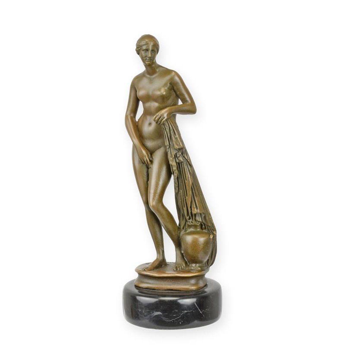 A BRONZE SCULPTURE OF A FEMALE NUDE