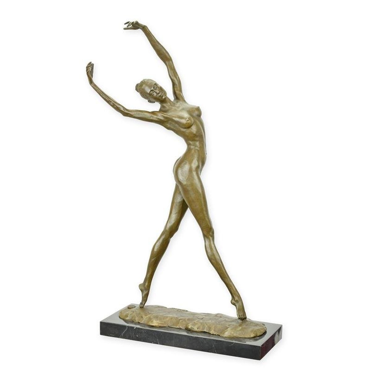 A Bronze Sculpture of a Female Nude Dancer