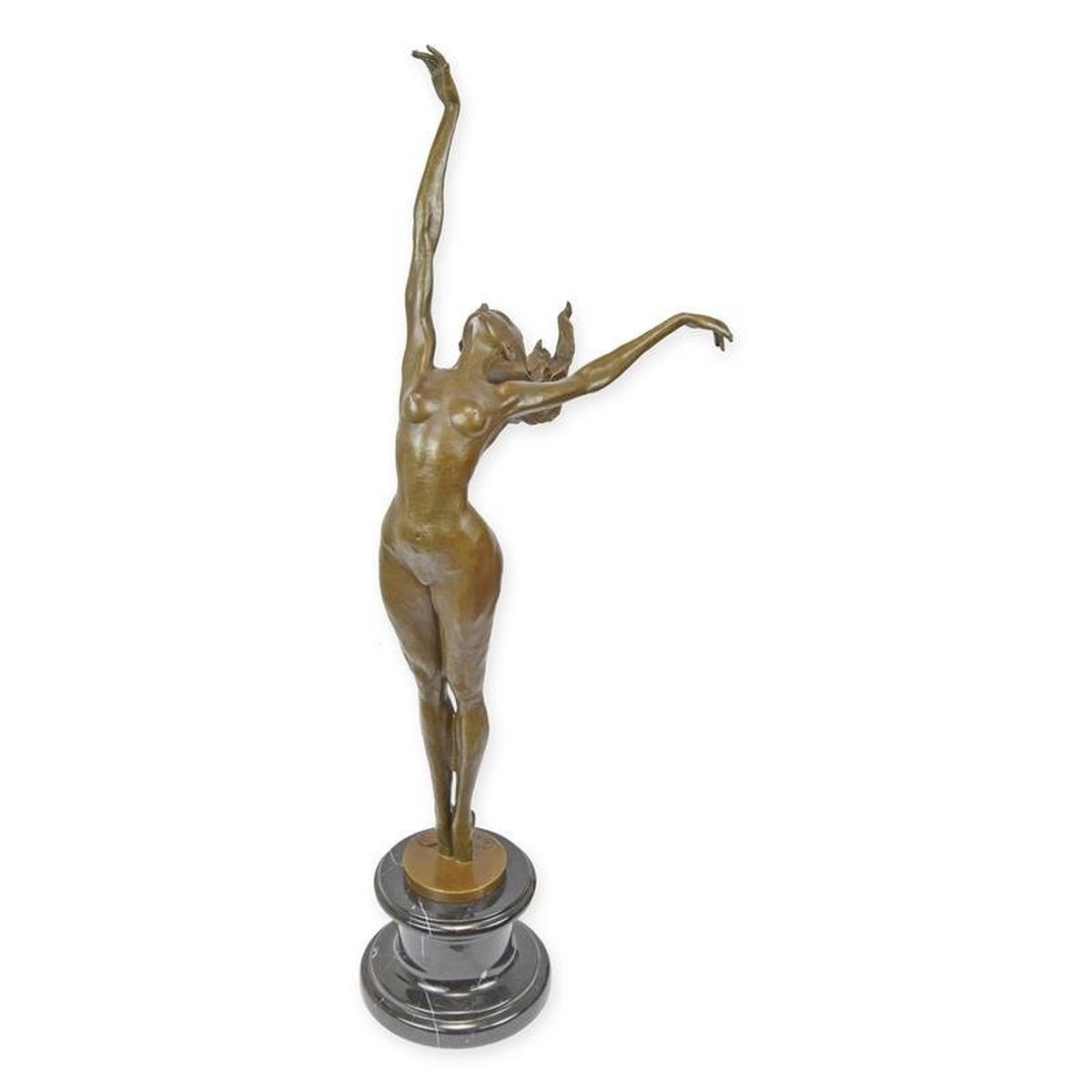A Bronze Sculpture of a Female Nude Dancer