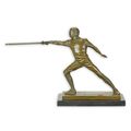 A BRONZE SCULPTURE OF A FENCER