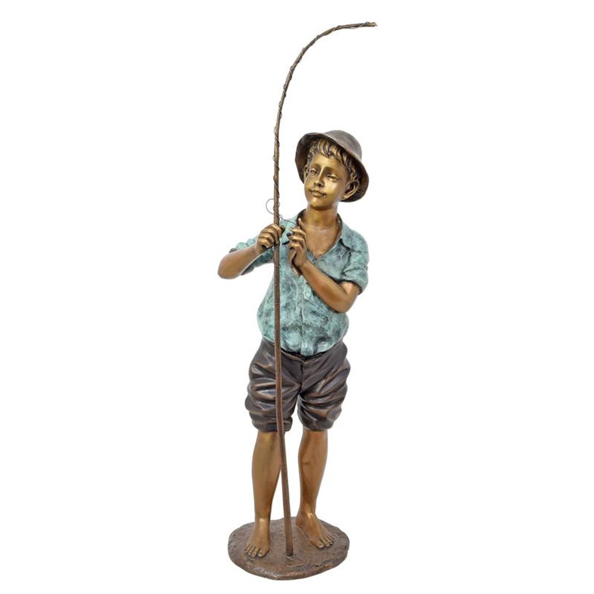 A BRONZE SCULPTURE OF A FISHER BOY
