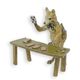 A BRONZE SCULPTURE OF A FOX PLAYING CARDS