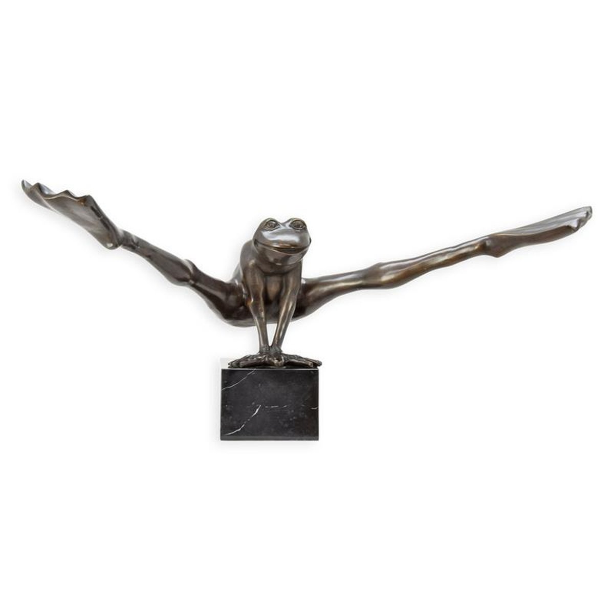 A BRONZE SCULPTURE OF A FROG