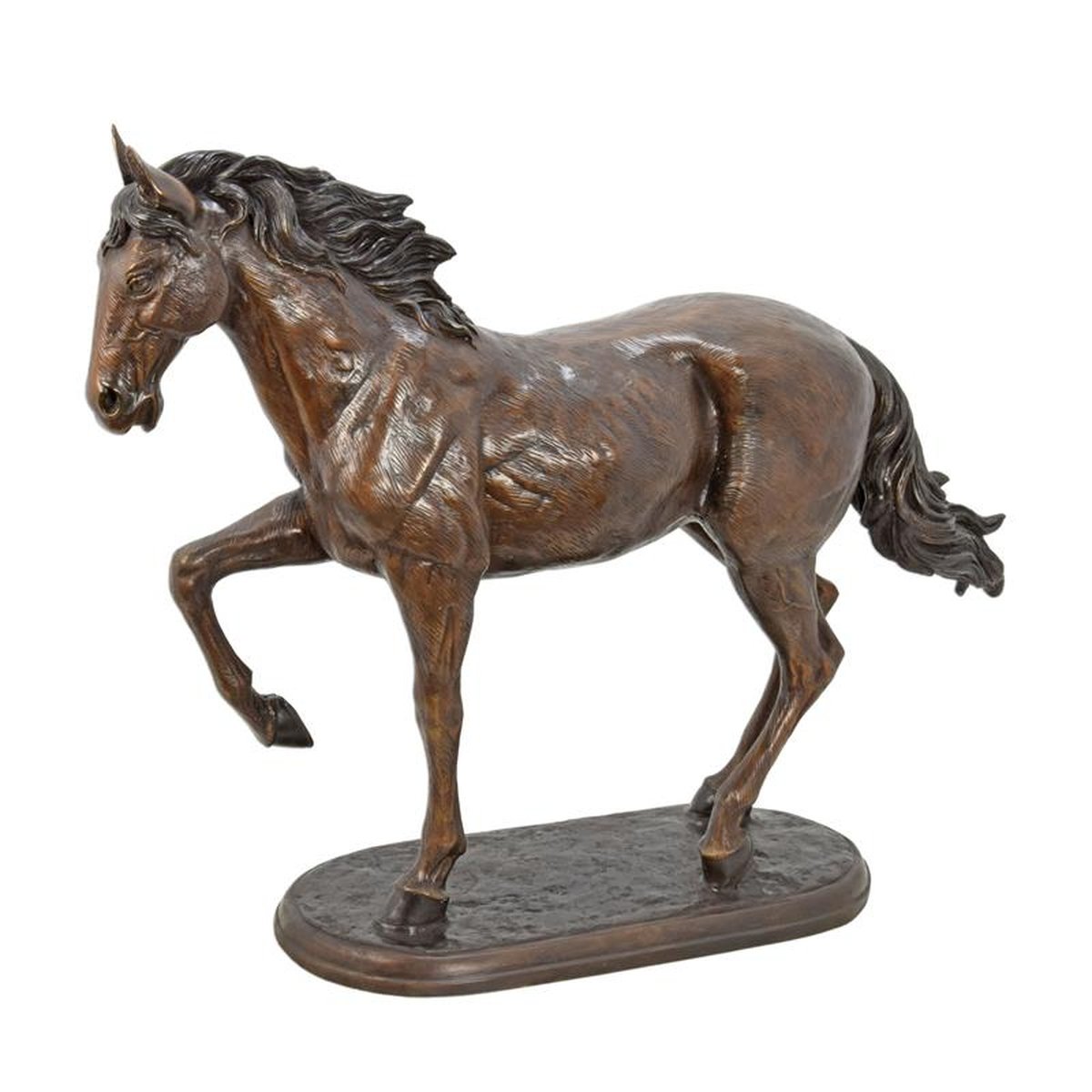 A BRONZE SCULPTURE OF A GALLOPING HORSE