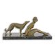 A BRONZE SCULPTURE OF A GIRL WITH BORZOI