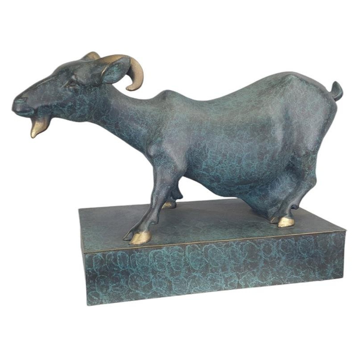 A BRONZE SCULPTURE OF A GOAT