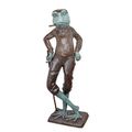 A BRONZE SCULPTURE OF A GOLFING FROG