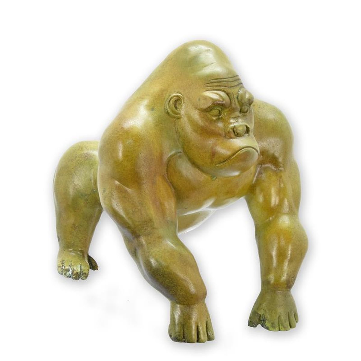A BRONZE SCULPTURE OF A GORILLA