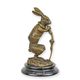 A BRONZE SCULPTURE OF A HARE DRESSED AS A HUNTER