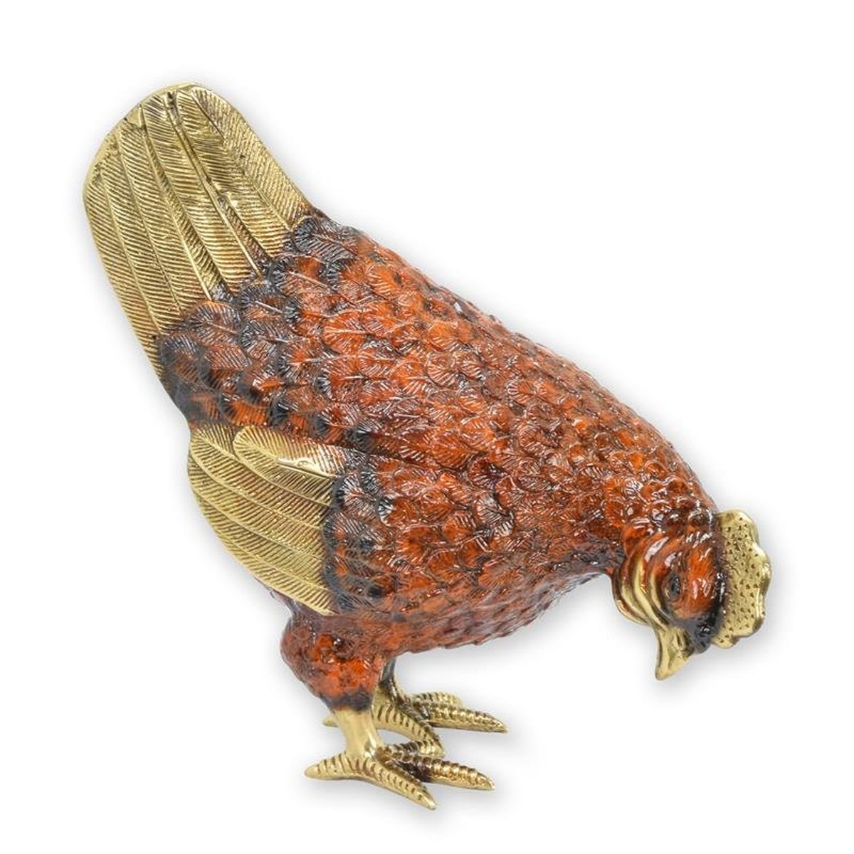 A Bronze Sculpture of a Hen - Coloured