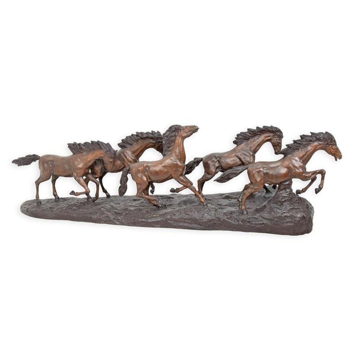 A Bronze Sculpture of a Herd of Running Horses
