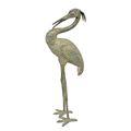 A BRONZE SCULPTURE OF A HERON