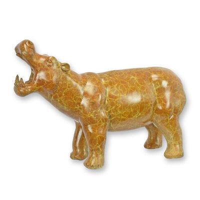 A BRONZE SCULPTURE OF A HIPPOPOTAMUSE