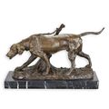 A BRONZE SCULPTURE OF A HOUND