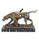 A BRONZE SCULPTURE OF A HOUND