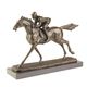 A BRONZE SCULPTURE OF A JOCKEY AND HORSE