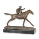 A BRONZE SCULPTURE OF A JOCKEY AND HORSE