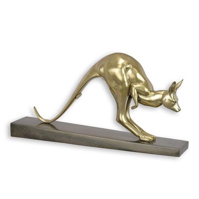 A BRONZE SCULPTURE OF A KANGAROO - SILVER PLATED