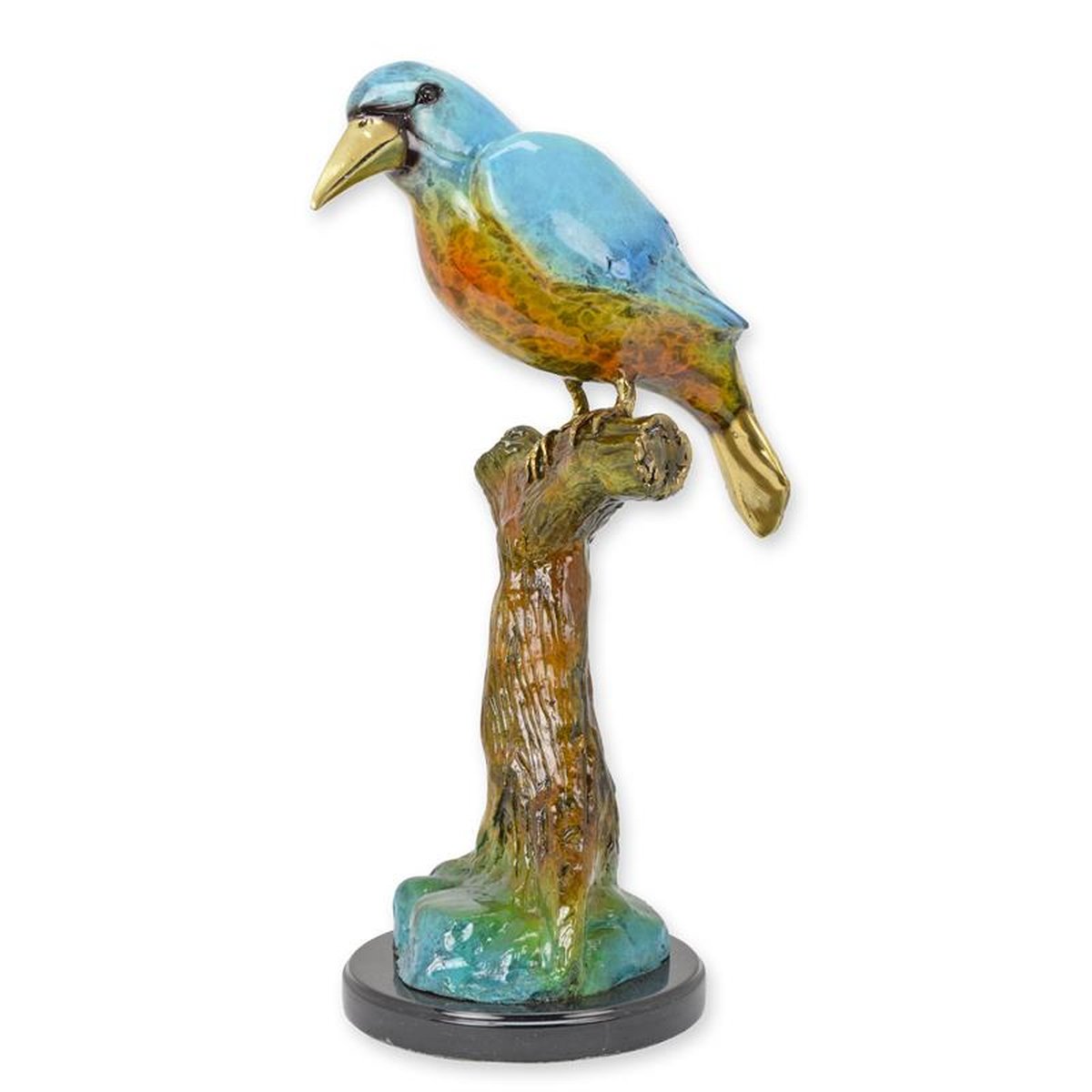 A BRONZE SCULPTURE OF A KINGFISHER