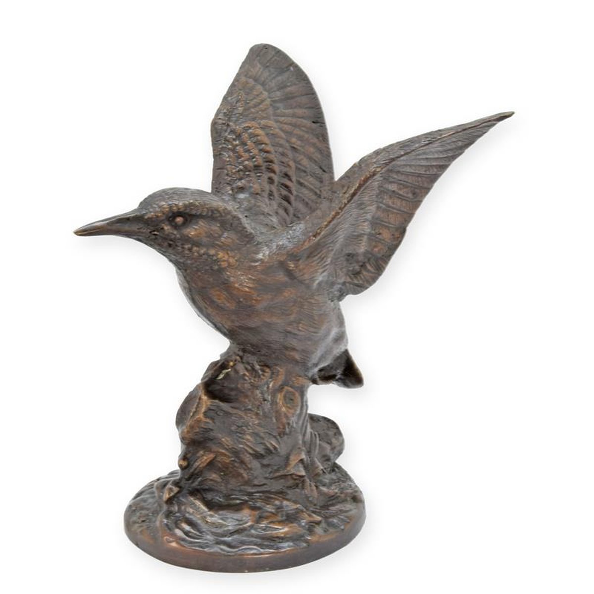 A BRONZE SCULPTURE OF A KINGFISHER