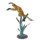 A BRONZE SCULPTURE OF A LEAPING  FROG