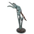 A BRONZE SCULPTURE OF A LEAPING FROG