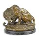A BRONZE SCULPTURE OF A LION AND SERPENT