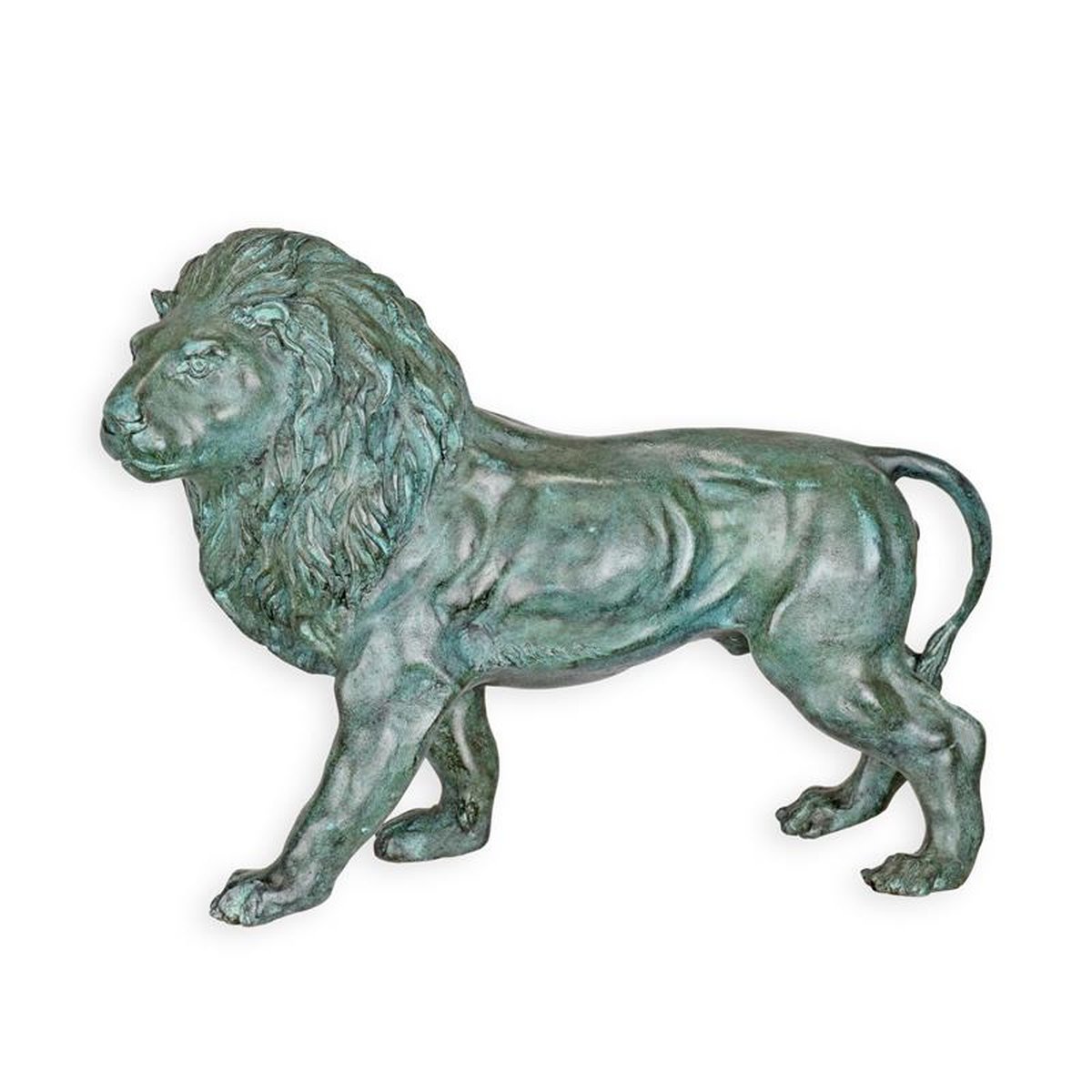 A BRONZE SCULPTURE OF A LION