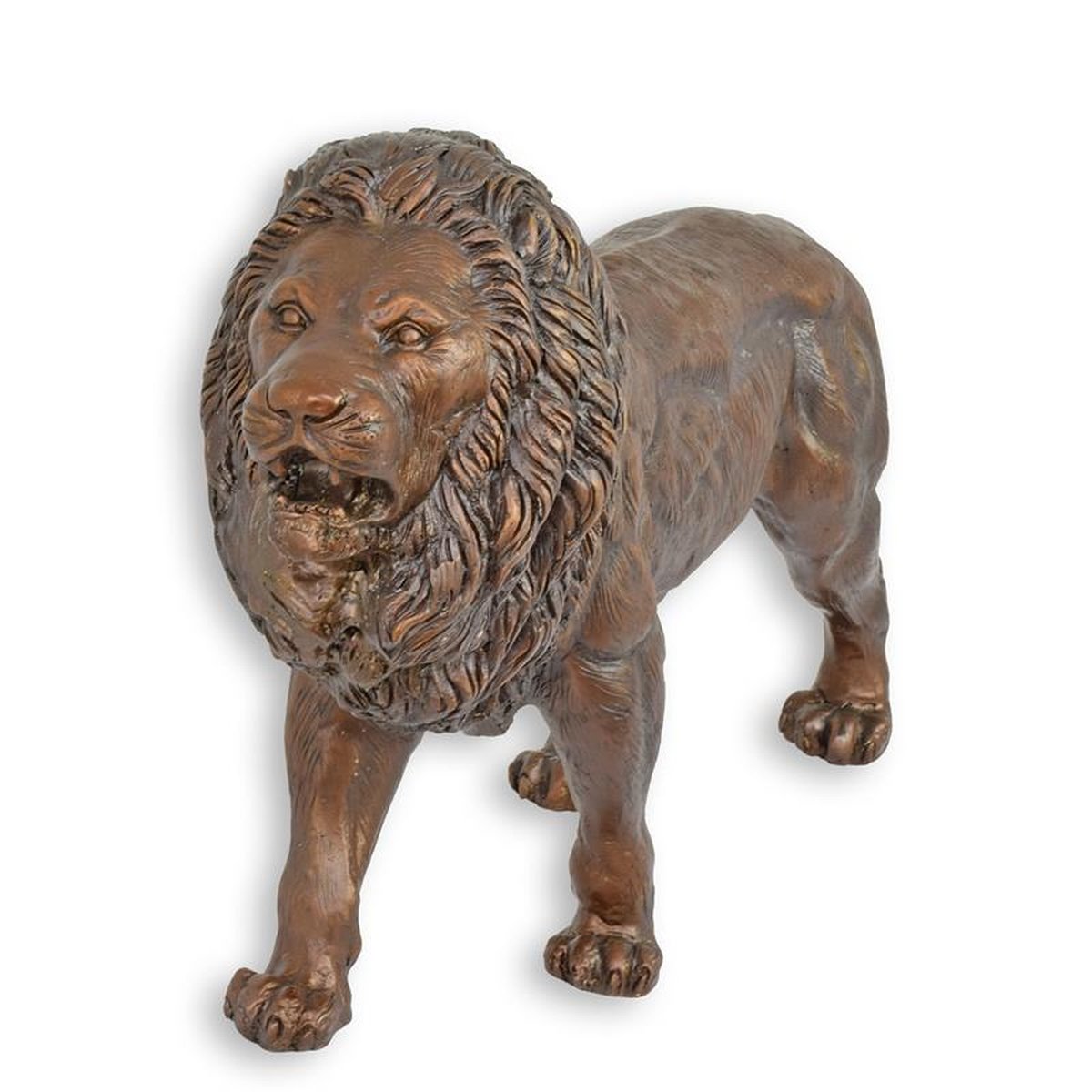 A BRONZE SCULPTURE OF A LION