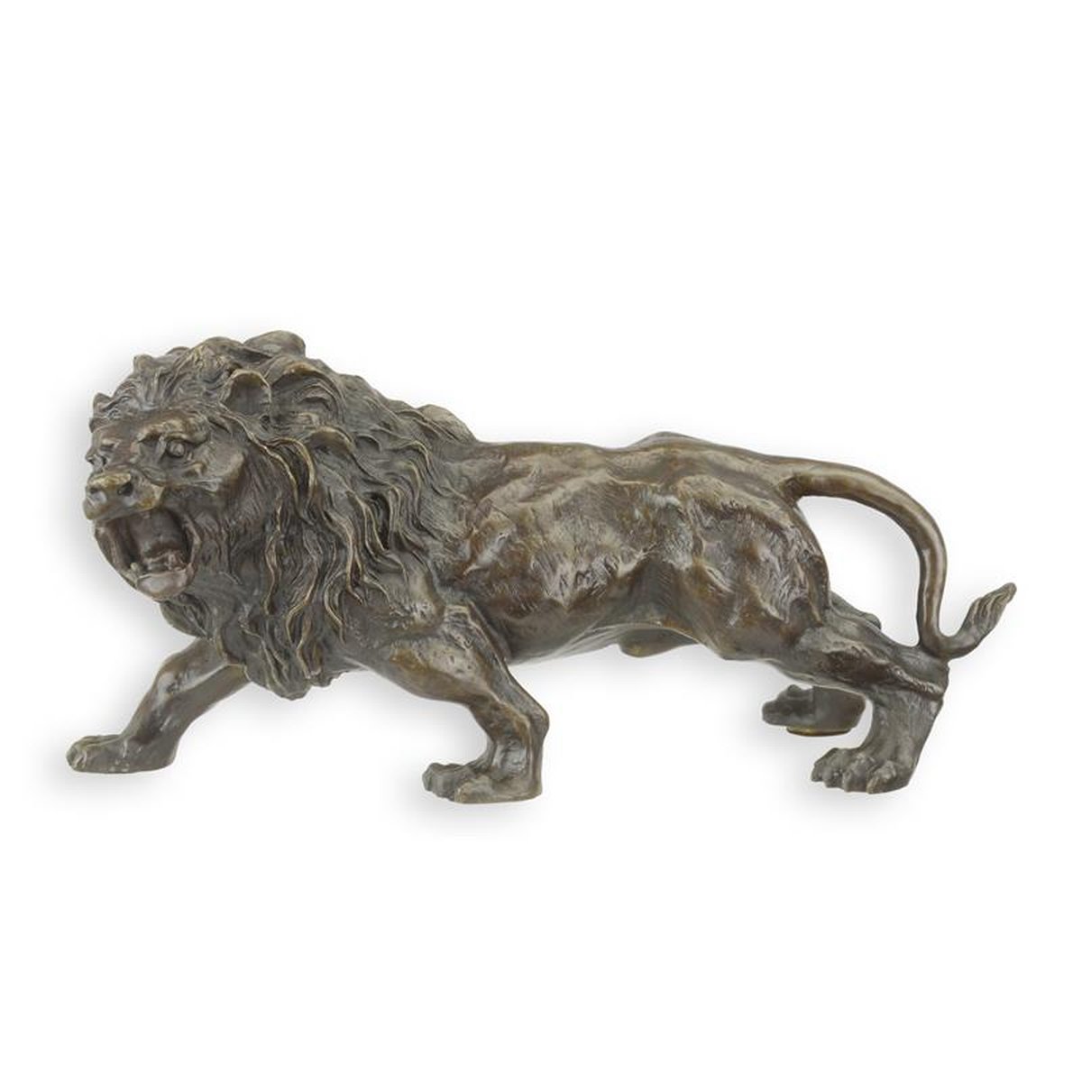 A BRONZE SCULPTURE OF A LION