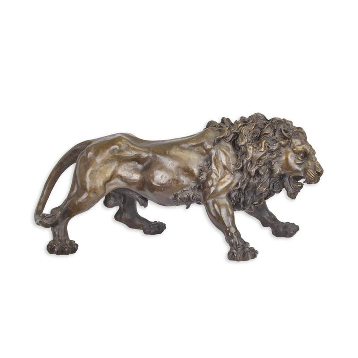 A BRONZE SCULPTURE OF A LION
