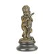 A BRONZE SCULPTURE OF A LITTLE BOY WITH RABBIT