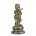 A BRONZE SCULPTURE OF A LITTLE BOY WITH RABBIT