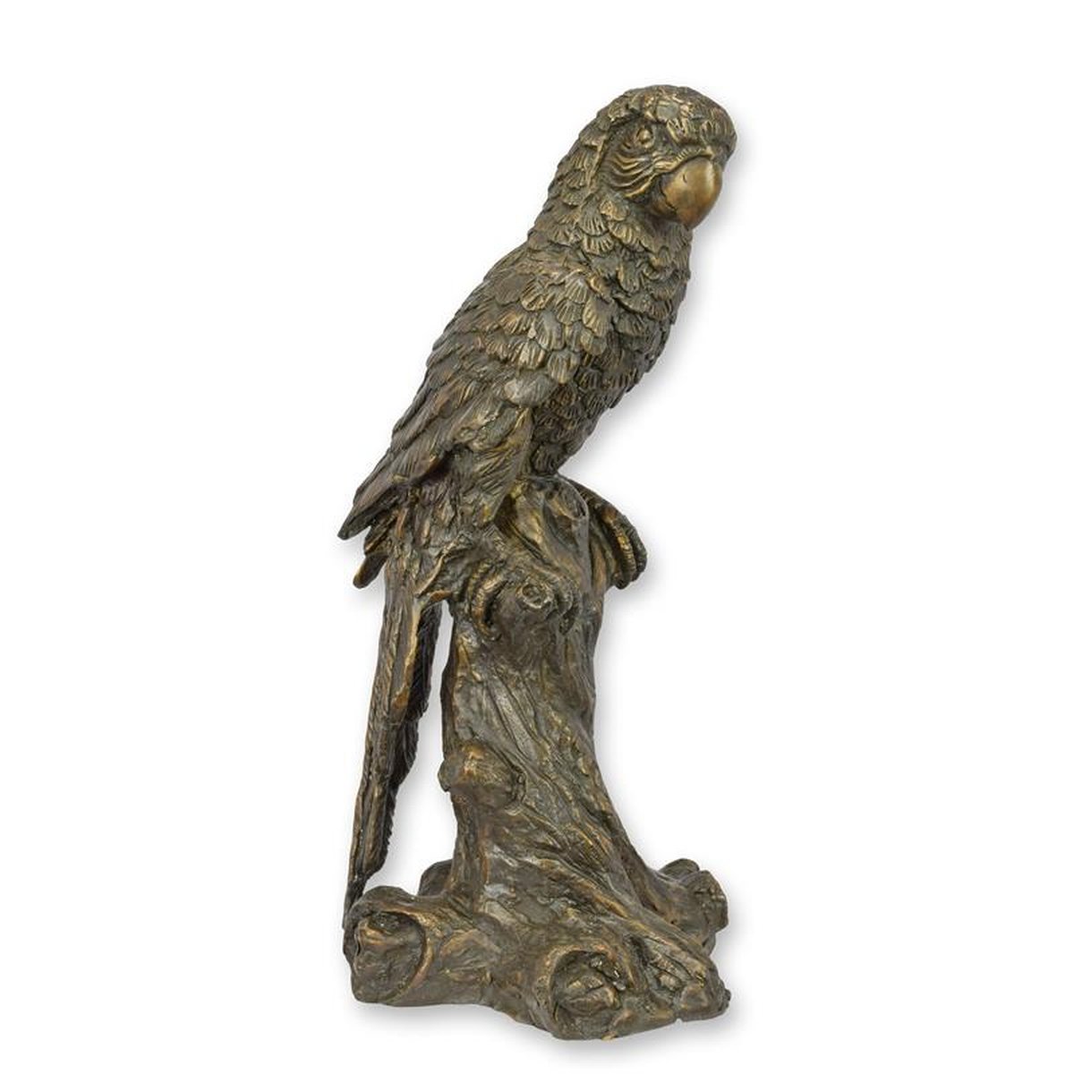A BRONZE SCULPTURE OF A MACAW