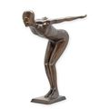 A BRONZE SCULPTURE OF A MALE IN DIVING POSITION