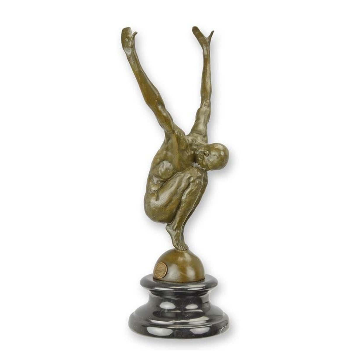 A Bronze Sculpture of a Male Nude in Diving Position